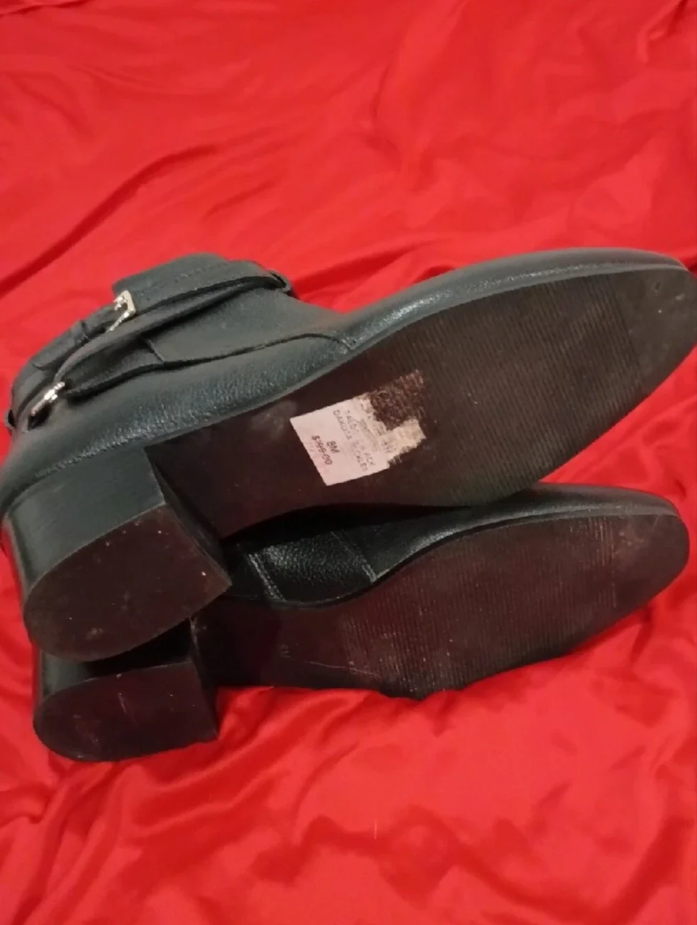 Talbots Black Pointed Ankle Booties with Buckle Strap